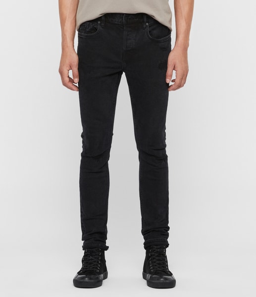Buy Cigarette Damaged Skinny Jeans, Black, Men's Jeans AllSaints UAE