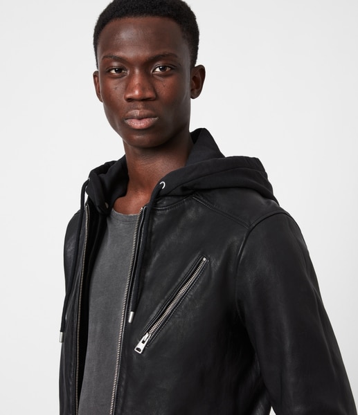 Buy Harwood Leather Men's Biker Jacket Black AllSaints UAE