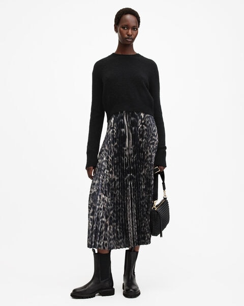 jinx 2 in 1 printed pleated maxi dress ALLSAINTS Jinx 2-In-1 Printed Pleated Maxi Dress