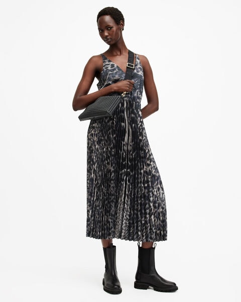 jinx 2 in 1 printed pleated maxi dress ALLSAINTS Jinx 2-In-1 Printed Pleated Maxi Dress