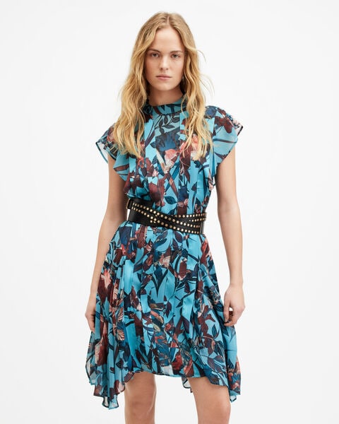 fleur asymmetric hem mini dress AllSaints Fleur Venetia Mini Asymmetric Hem Dress in White