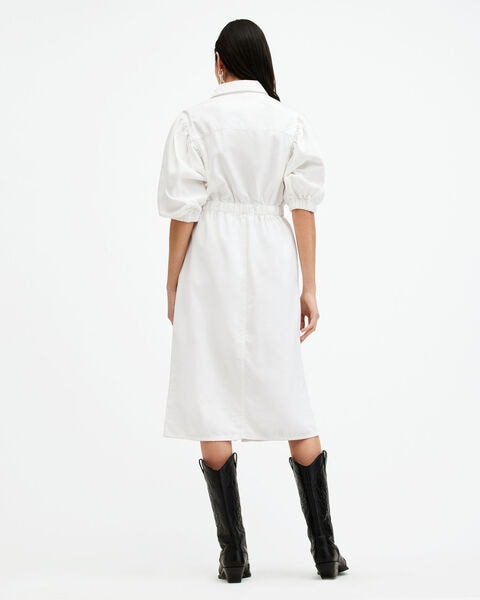 allsaints osa denim midi dress Allsaints Osa Puff Sleeve Denim Midi Shirtdress. Worn once size 0