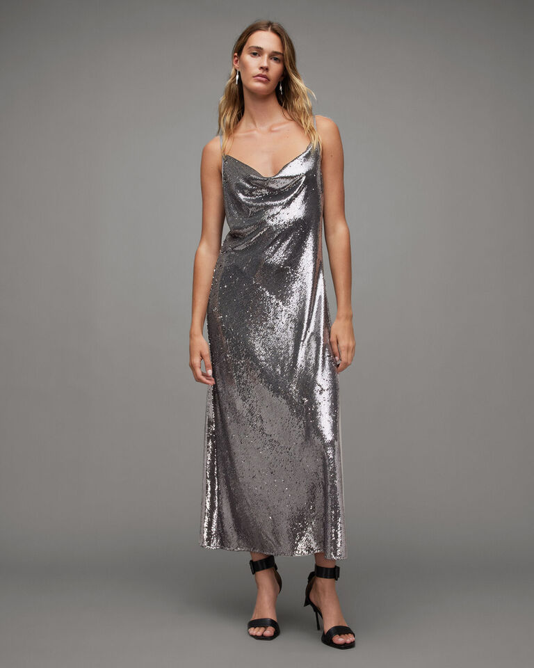 all saints silver sequin dress Rent All Saints Silver Dress UK 8